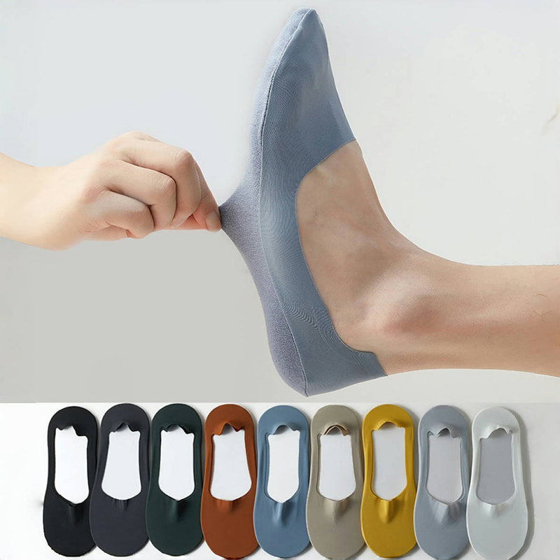 One Piece Ice Silk Cotton Sole Men's Invisible Socks