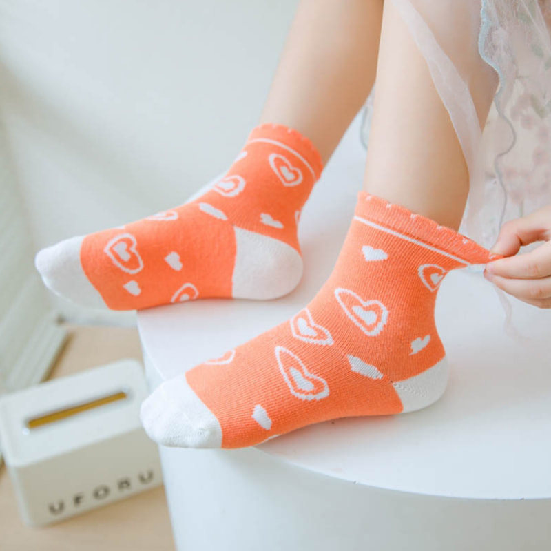 Girl's Socks Cartoon Orange Rabbit Medium Large Children's Socks