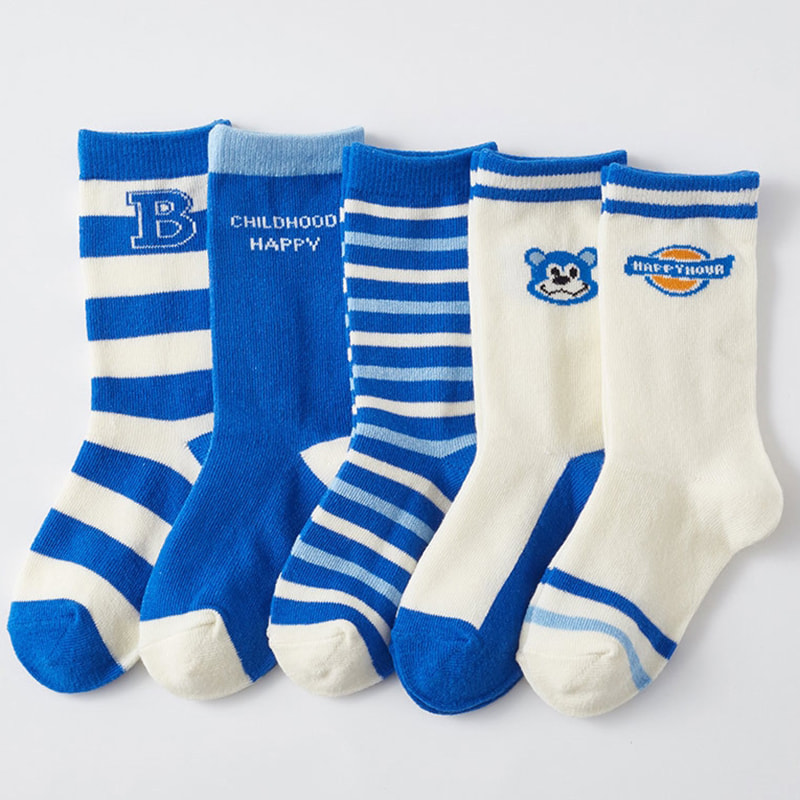 Children's Socks Klein Blue Letter Men's Cotton Socks College Style Breathable Mid Tube Socks