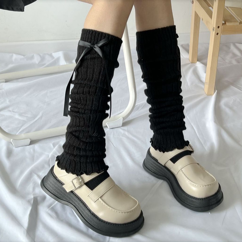 Japanese Black and White Pile Socks