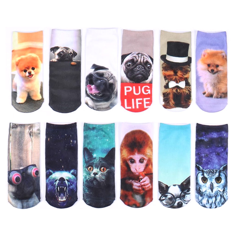 3D Socks European and American Personalized Harajuku Short Socks Printed Socks