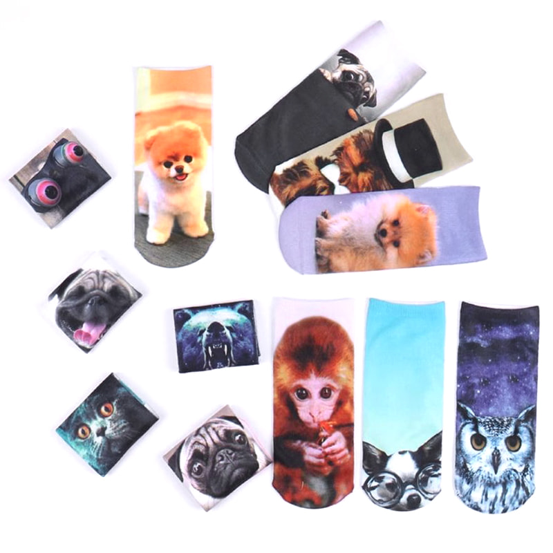 3D Socks European and American Personalized Harajuku Short Socks Printed Socks