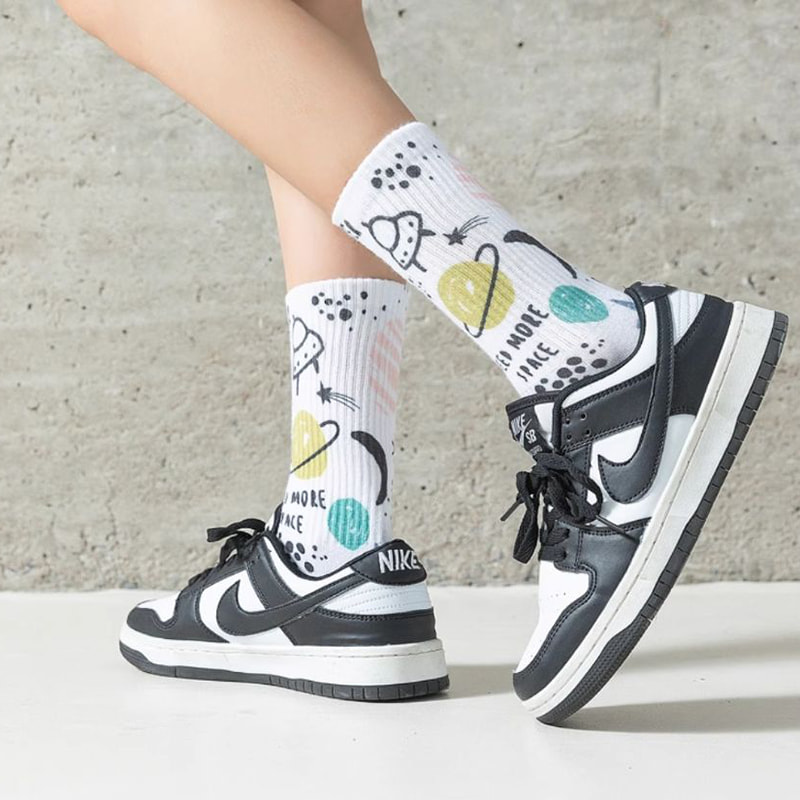 3D Printing Technology for Spring and Summer Socks, Men's Long Socks, Women's Midsoles, European and American Street Sports, Couples' Cotton Socks, Graffiti Trendy Socks