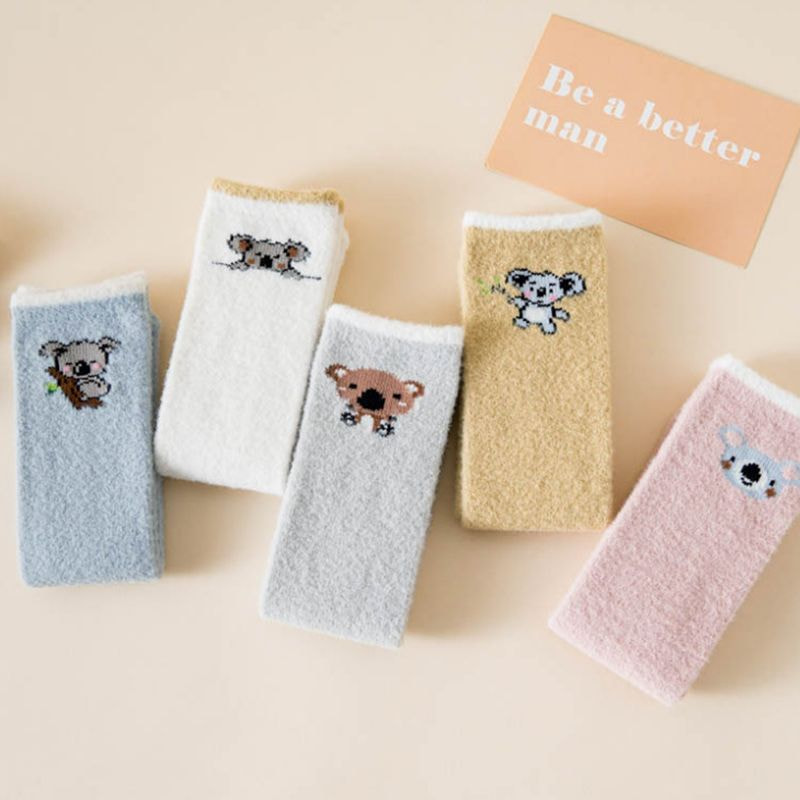 Children's Socks for Boys and Girls, Plush Straight Knee Socks, Autumn and Winter Thick Imitation Mink Fur Baby Long Tube Socks