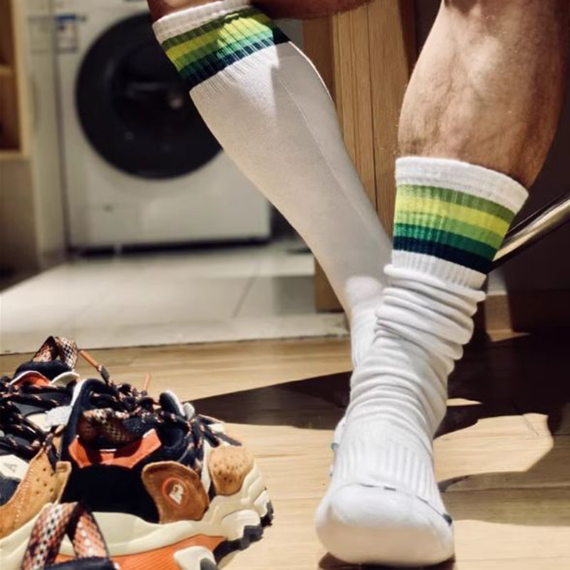 Rainbow Striped Looped Socks, High Tube Long Tube Socks