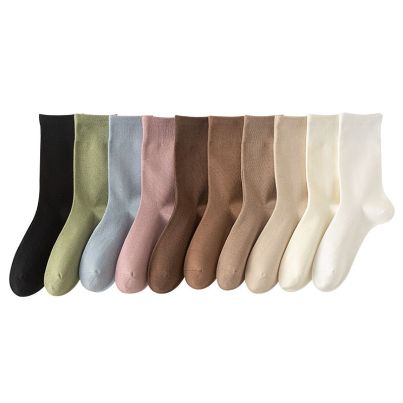 Solid Color Autumn/Winter Retro Style Pile Socks White Socks