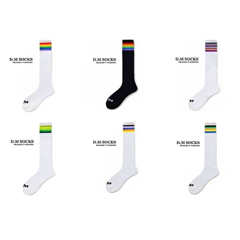 Rainbow Striped Looped Socks, High Tube Long Tube Socks