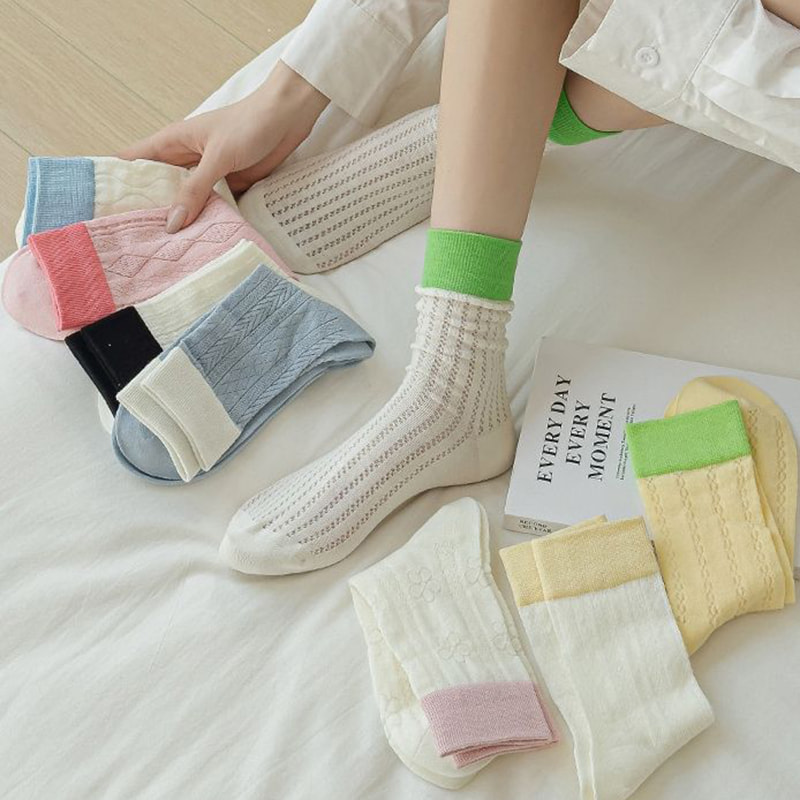 Diamond Shaped Women's Patchwork Summer Hollow Mesh Breathable Mid Tube Socks