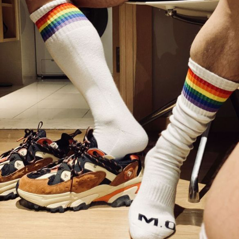 Rainbow Striped Looped Socks, High Tube Long Tube Socks