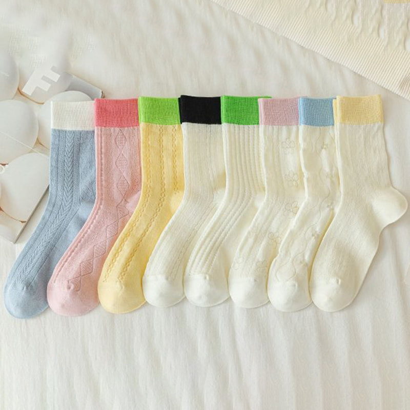 Diamond Shaped Women's Patchwork Summer Hollow Mesh Breathable Mid Tube Socks