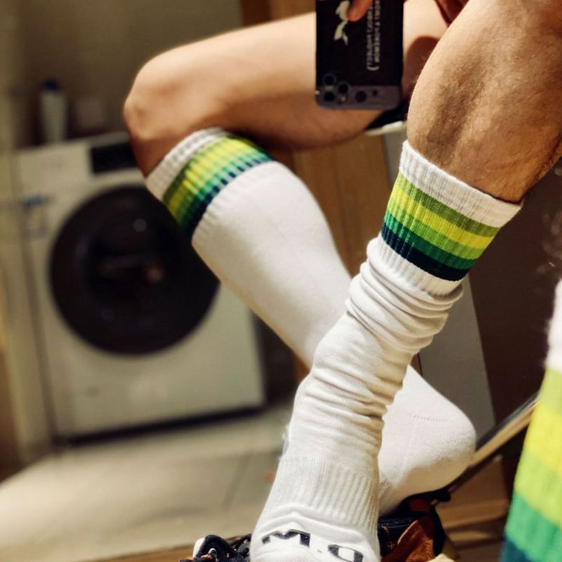 Rainbow Striped Looped Socks, High Tube Long Tube Socks