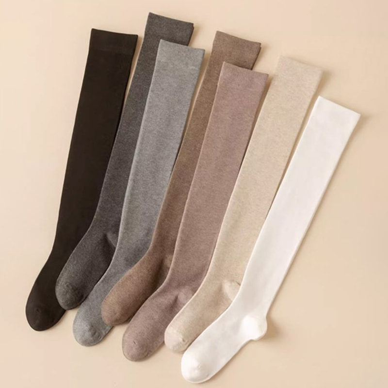 Calf Socks, Children's Spring and Autumn Japanese Style Solid Color, Half Cut Pressure, JK Slim Leg Socks