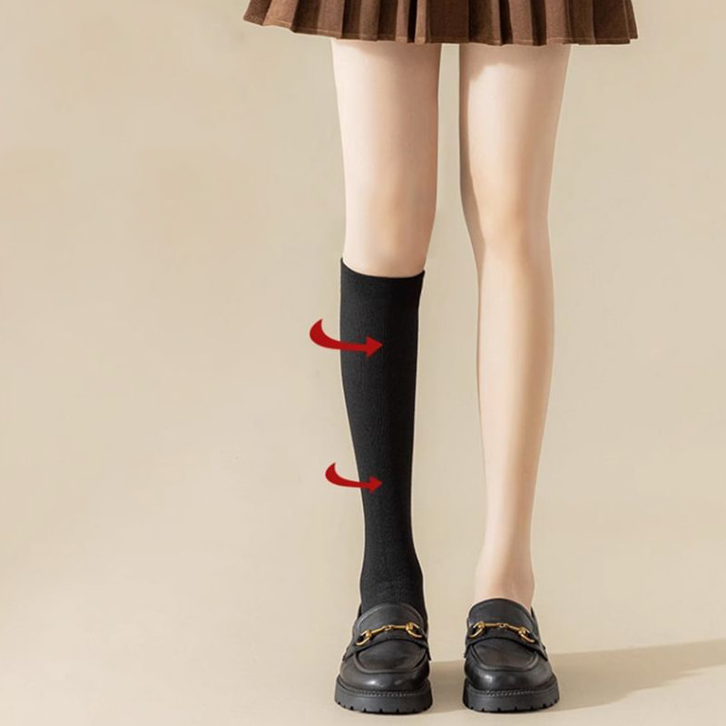 Calf Socks, Children's Spring and Autumn Japanese Style Solid Color, Half Cut Pressure, JK Slim Leg Socks