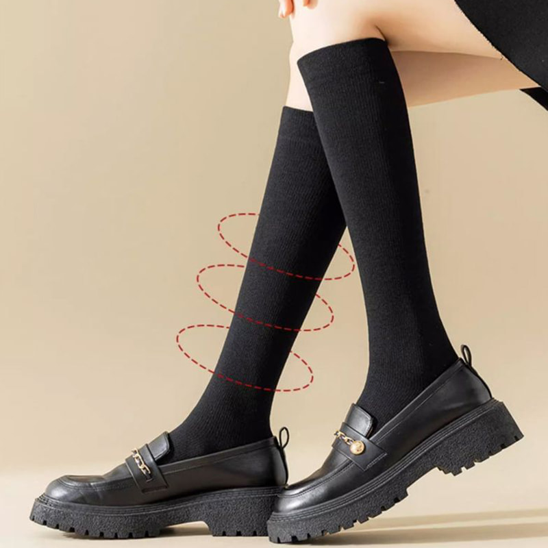 Calf Socks, Children's Spring and Autumn Japanese Style Solid Color, Half Cut Pressure, JK Slim Leg Socks