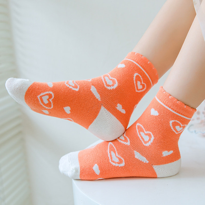 Girl's Socks Cartoon Orange Rabbit Medium Large Children's Socks